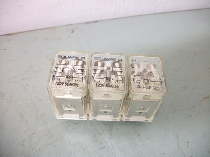 SQUARE D LOT OF 3 DPDT MINI GP RELAYS 8501RS42M1P14V20 10AMP 120VCOIL