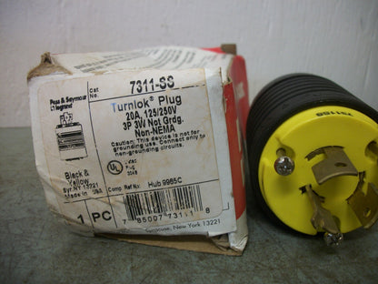 PASS & SEYMOUR TURNLOCK PLUG 7311-SS 20AMP 125/250VOLT 3P 3W NIB