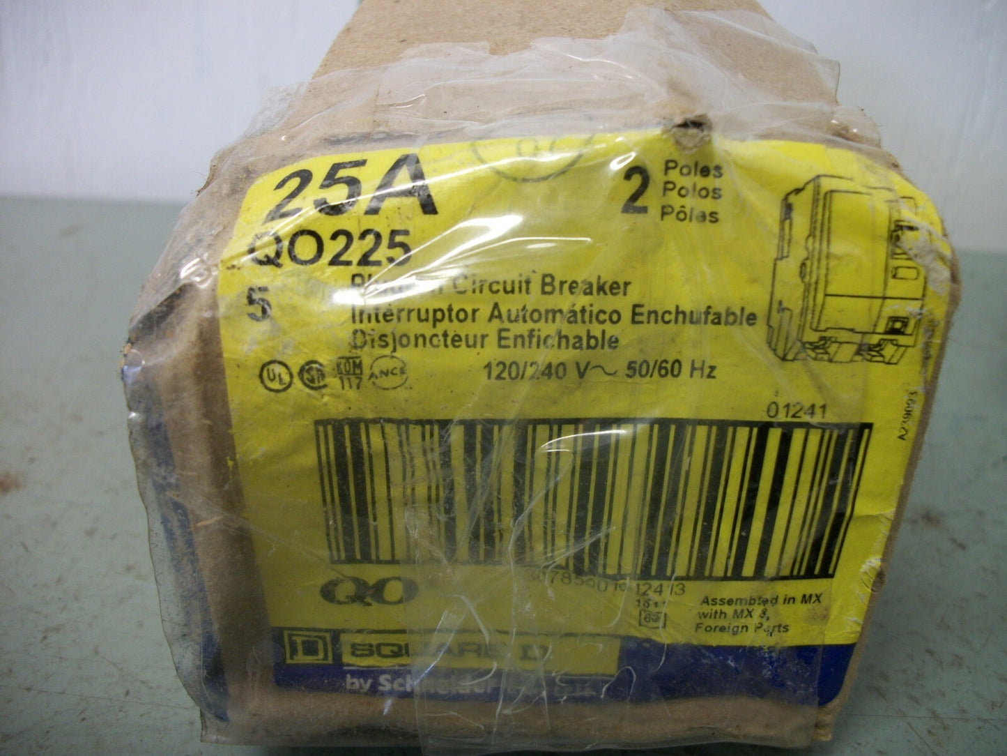 SQUARE D QO CIRCUIT BREAKER QO225 25AMP 240VOLT 2POLE NOB