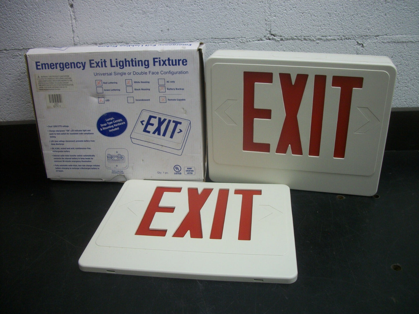 UNIVERSAL EMERGENCY EXIT LIGHTING FIXTURE EZXTEU2RWEMRC NIB