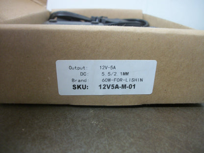 LI SHIN INTERNATIONAL AC ADAPTER POWER SUPPLY LSE9901B1250 12VDC 5AMP NIB