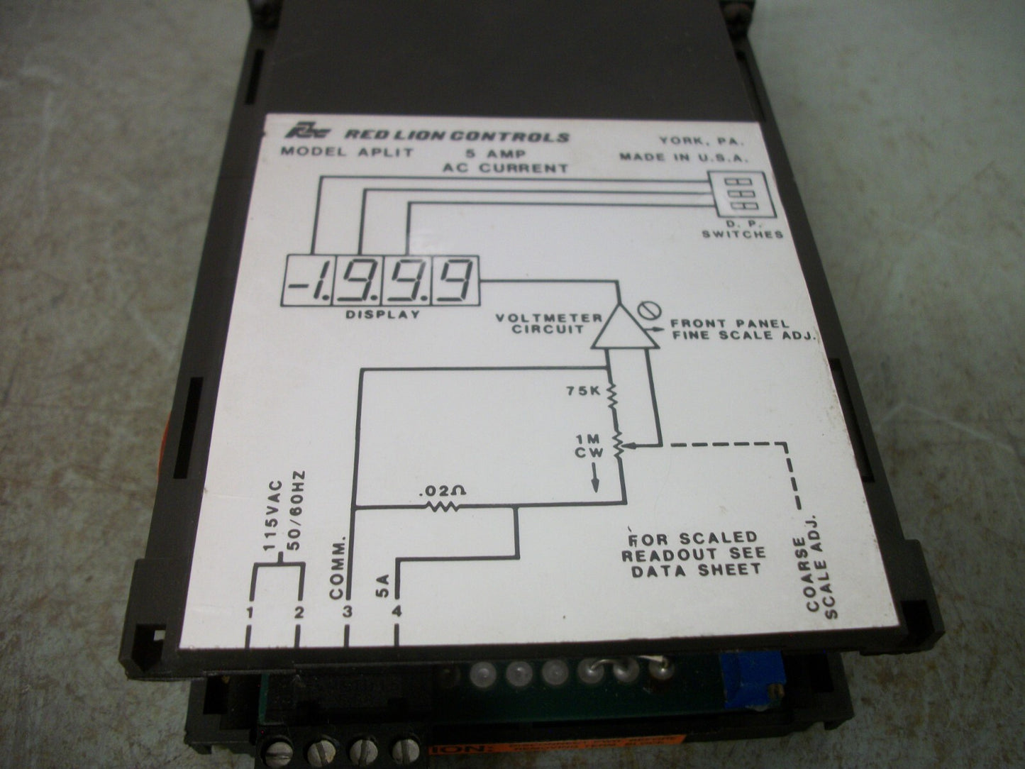 RED LION DIGITAL LCD AC CURRENT PANEL METER APLIT405