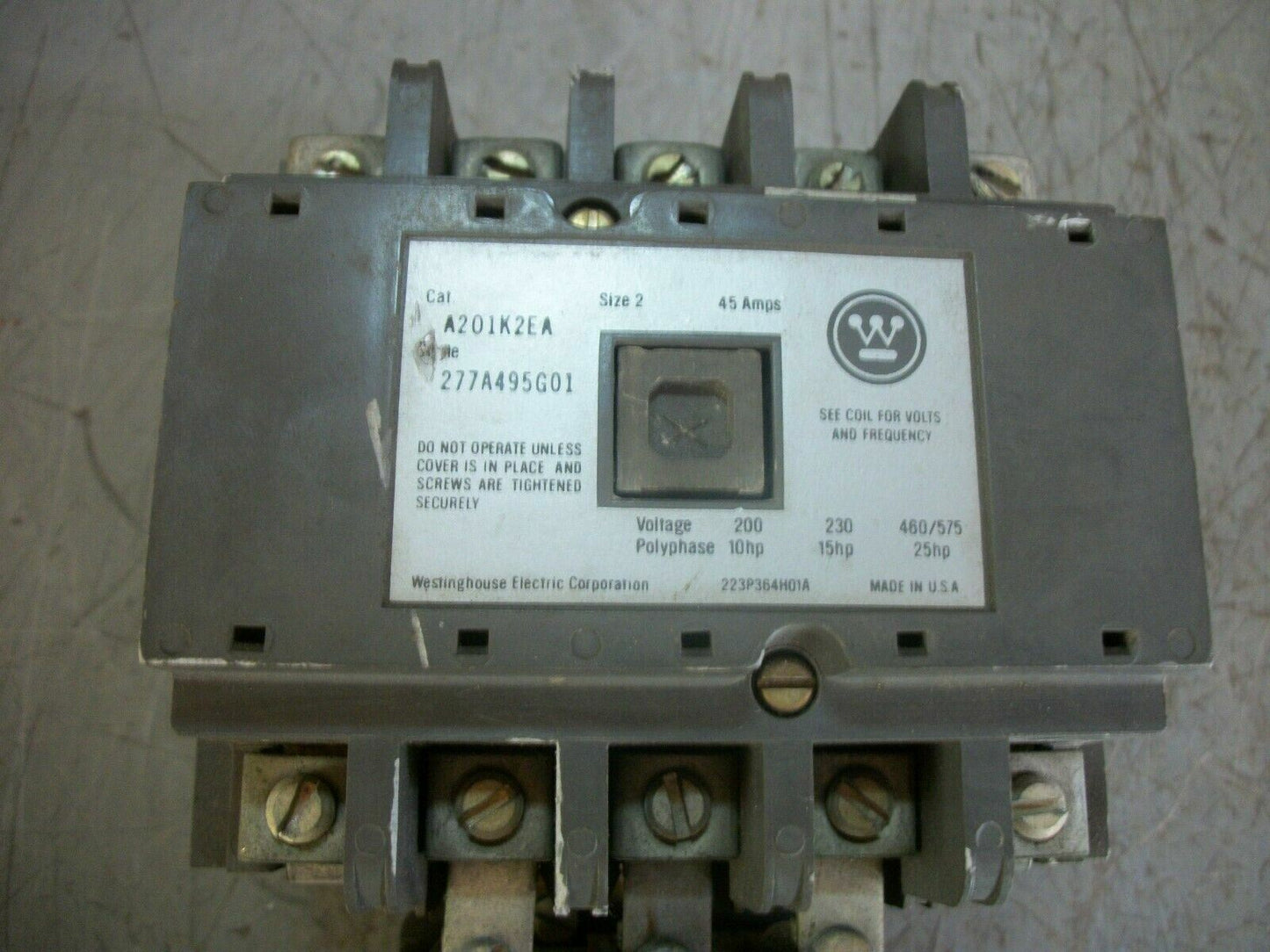 WESTINGHOUSE SIZE 2 MOTOR STARTER A201K2EA 120VCOIL 3PH 600V 25HP