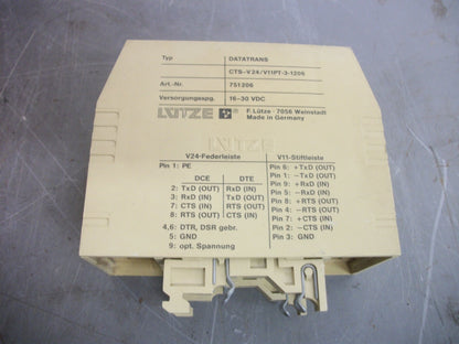 LUTZE 751206 VARIOCOMPACT DATATRANS COMMUNICATION MODULE CTS-V24/V11PT-3-1206
