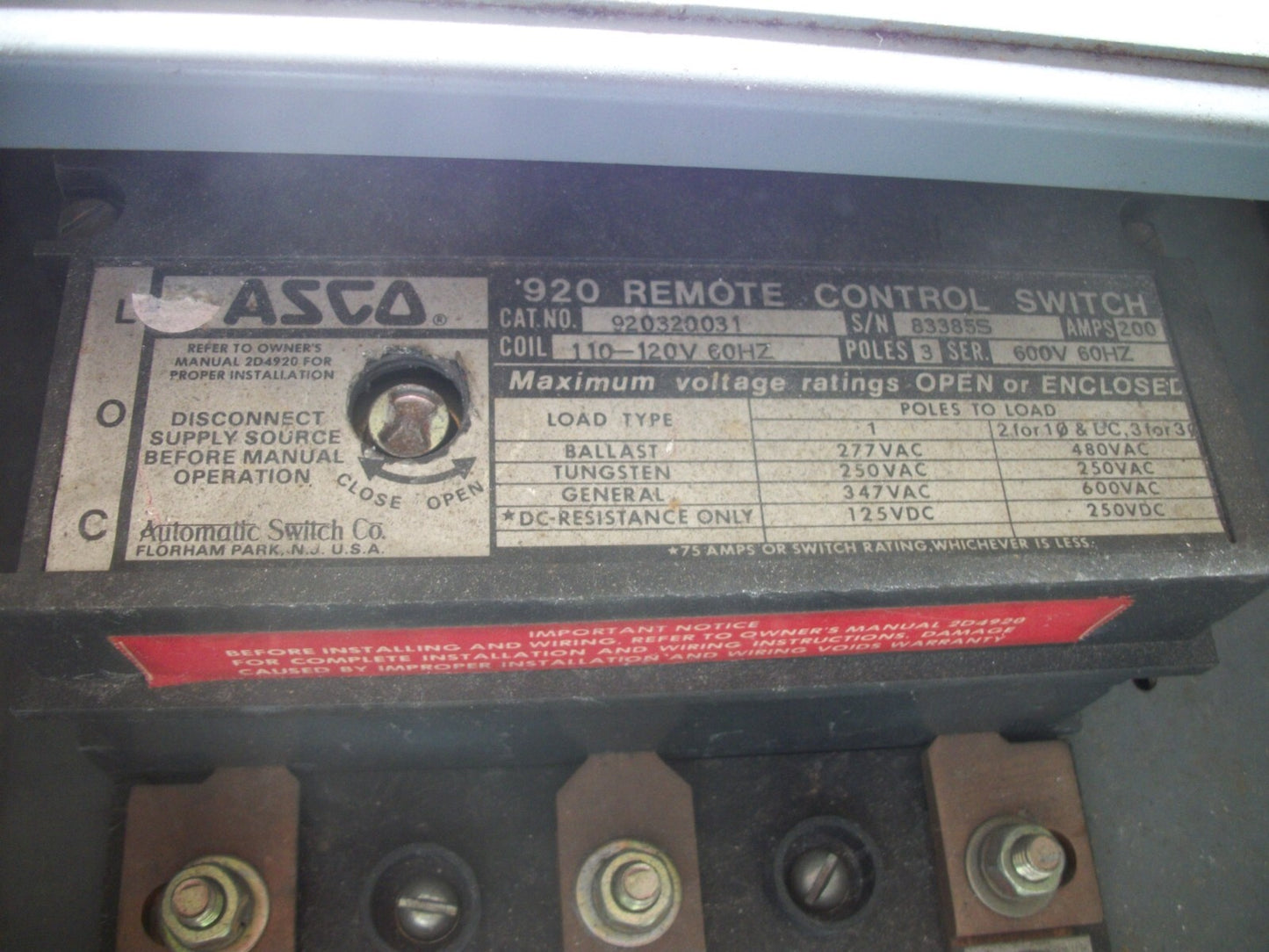 SQUARE D HCN I-LINE LOAD CENTER PANELBOARD HCN44-61373-8B 400A 120/208V W/REMOTE