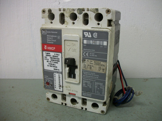 CUTLER-HAMMER HMCP CIRCUIT BREAKER HMCP007CDC 7AMP 600VOLT 3POLE W/AUX