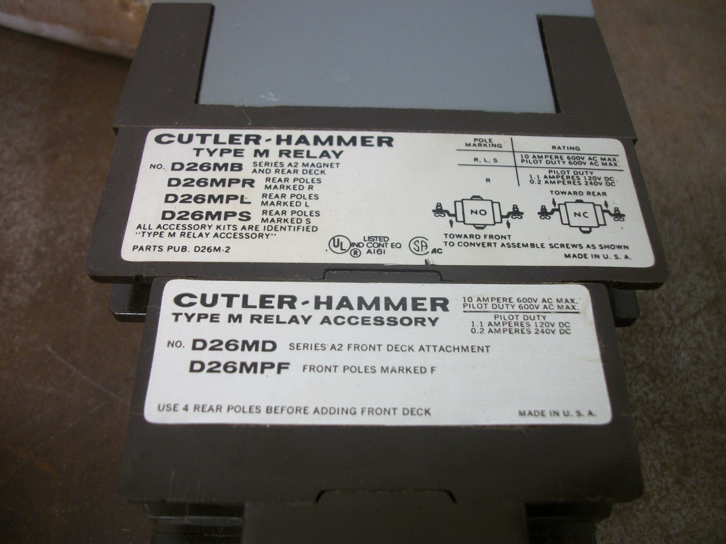 CUTLER-HAMMER TYPE M RELAY D26MRD 24VCOIL 10AMP 600VOLT NEW