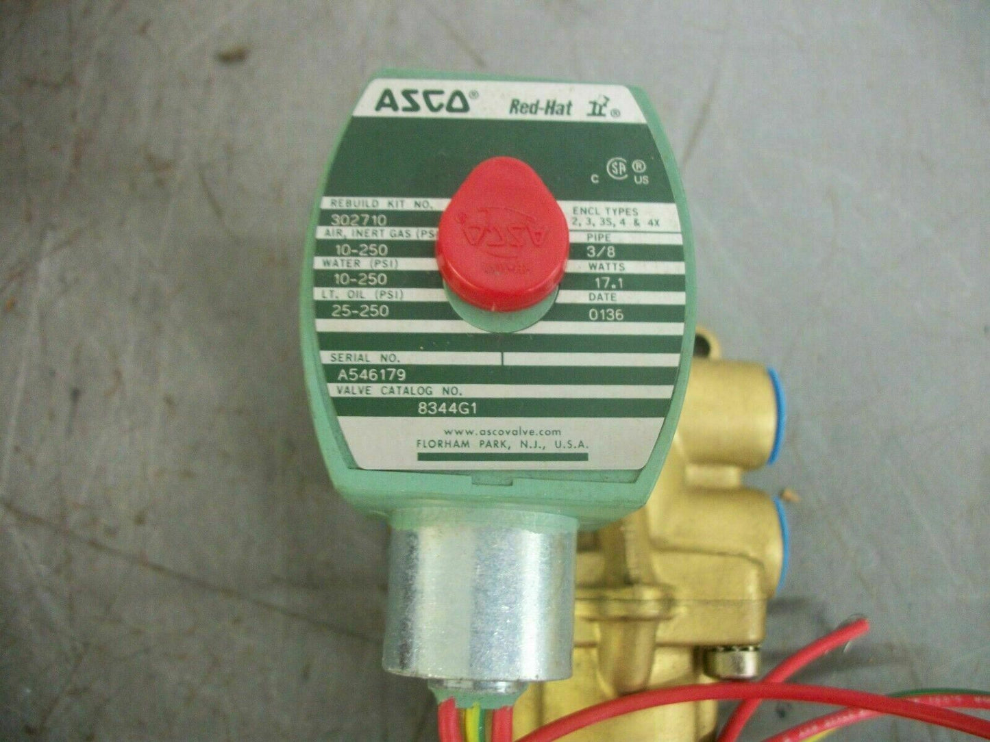 ASCO RED HAT 3/8" 4-WAY SOLENOID VALVE 8344G1 120VOLT 10-250PSI NOB
