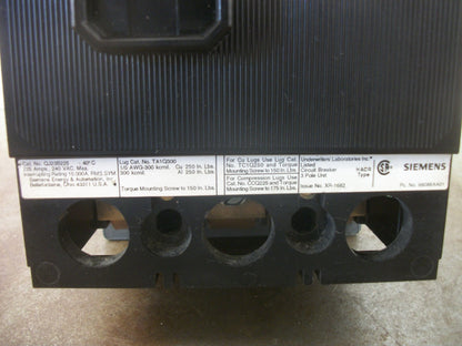 SIEMENS QJ CIRCUIT BREAKER QJ23B225 225AMP 240VOLT 3POLE W/HARDWARE