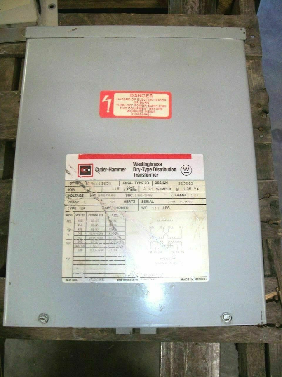 CUTLER-HAMMER 5KVA 1PH TRANSFORMER TYPE 3R S10K11S05N HV 240X480 LV 120/240