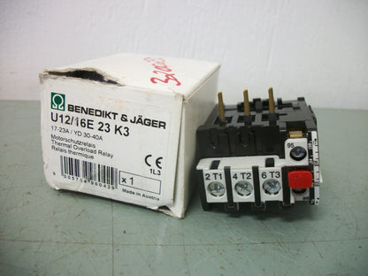 BENEDIKT & JAGER THERMAL OVERLOAD RELAY U12/16E 23 K3 17-23AMP NIB