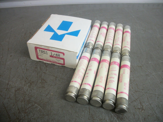 GOULD SHAWMUT BOX OF 10 TRI-ONIC FUSES TRS1-1/4R 1-1/4AMP 600VOLT NIB
