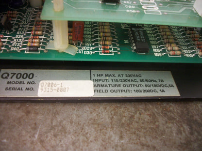 WARNER ELECTRIC SECO Q7000 1HP DC DRIVE Q7006-1 90/180VDC ARM 100/200VDC FIELD