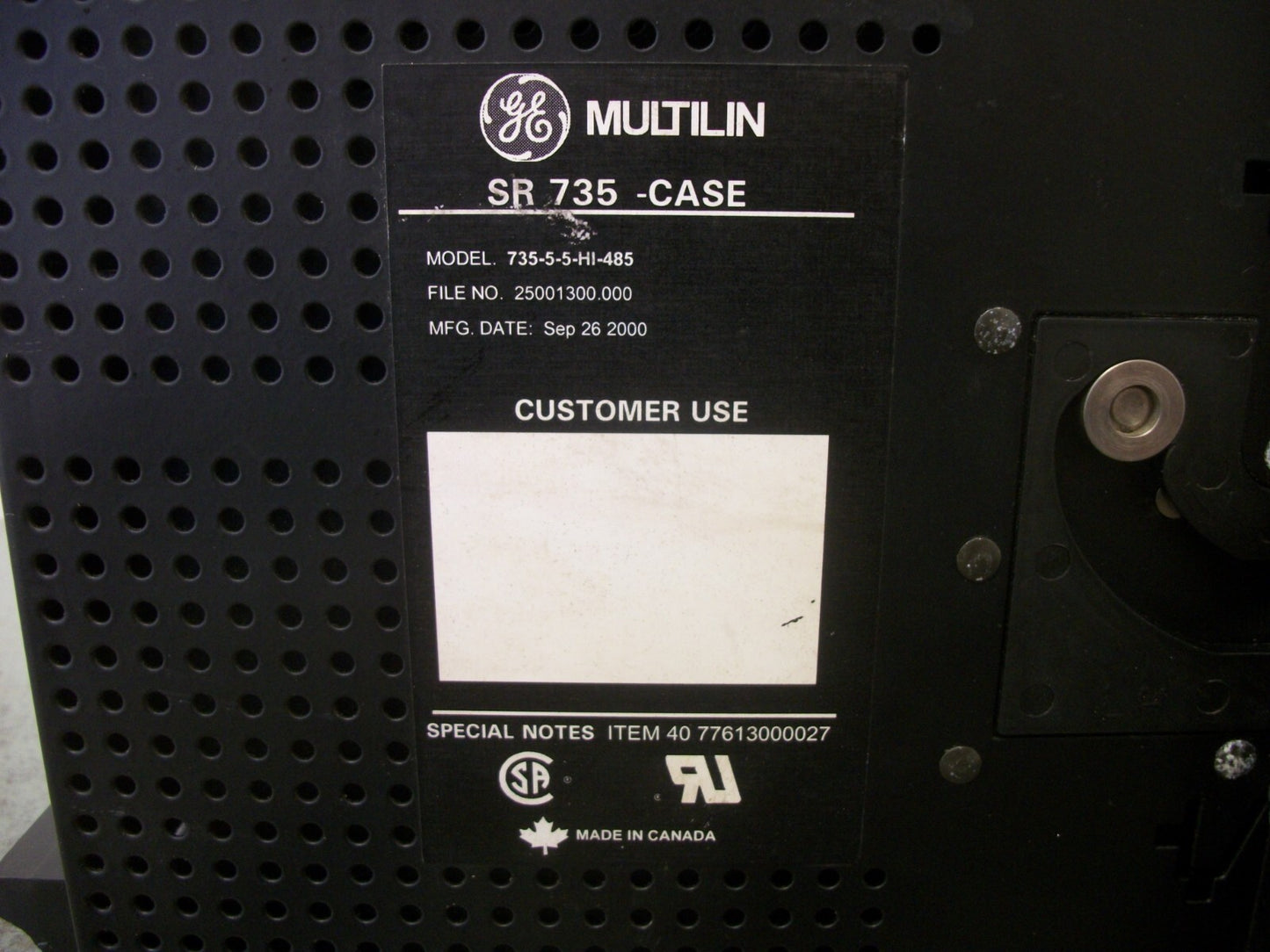 GE MULTILIN 735 FEEDER PROTECTION RELAY UNIT 735-5-5-HI-485