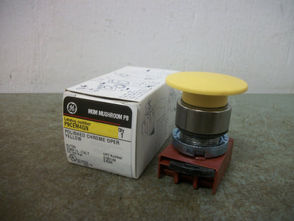 GE YELLOW MOMENTARY MUSHROOM PUSHBUTTON P9CEM4GN NIB