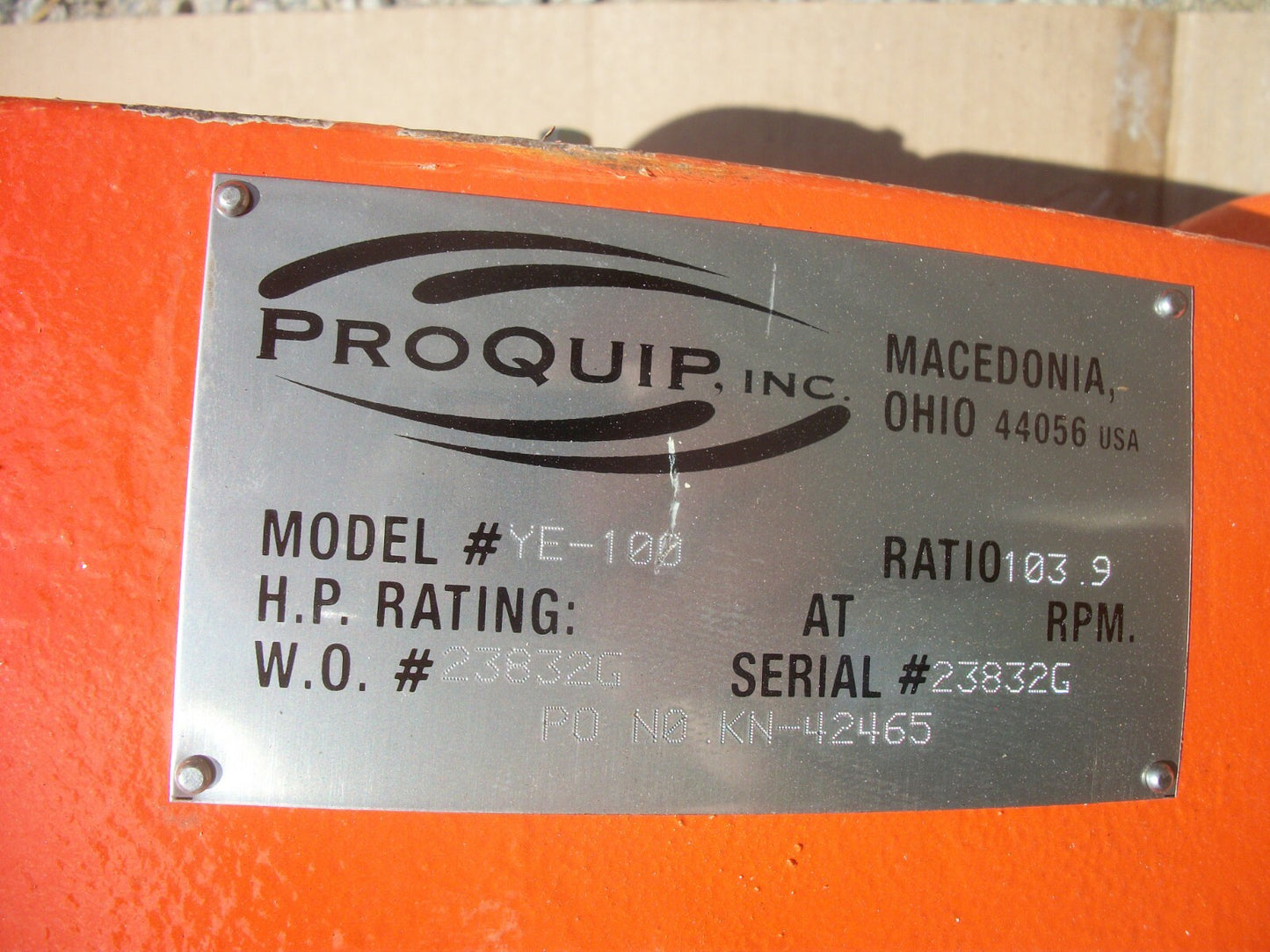 PROQUIP ACTUATOR YE-100 RATIO 103.9 NEW