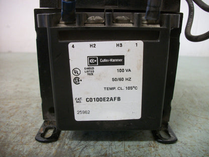 CUTLER-HAMMER 100VA 1PH TRANSFORMER C0100E2AFB HV 220X480 LV 110/120