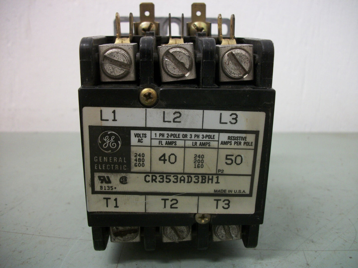 GE DEFINITE PURPOSE CONTACTOR CR353AD3BH1 40AMP 600VOLT 3POLE