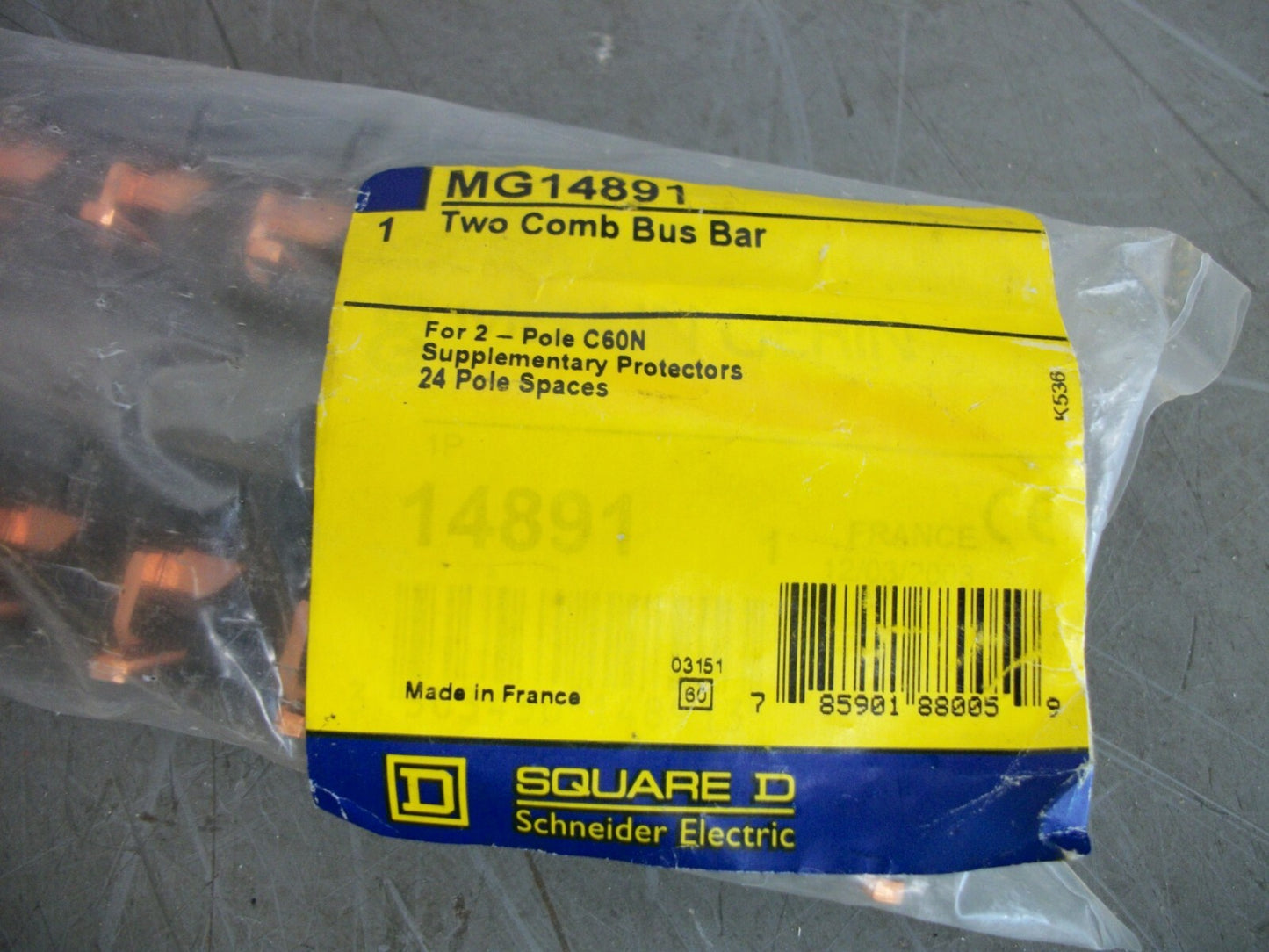 SQUARE D MERLIN GERIN TWO COMB BUS BAR FOR 2POLE C60N MG14891 NEW