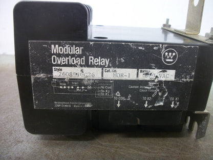 WESTINGHOUSE 2608D1CG26 MODULAR OVERLOAD RELAY MOR-1 27AMP 600VOLT
