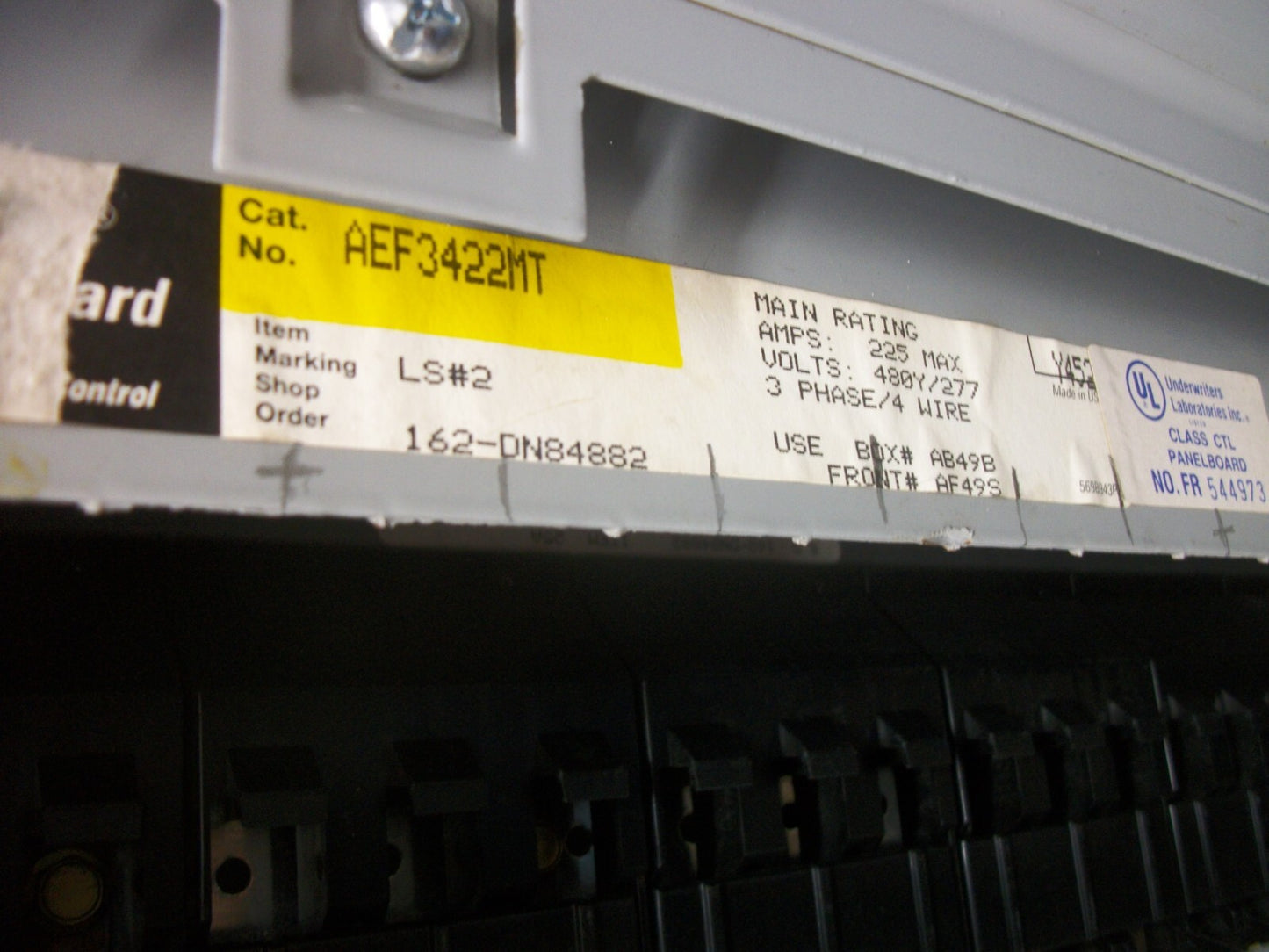GE SERIES A LOAD CENTER PANELBOARD AEF3422MT 225AMP 480Y/277VOLT 3PH
