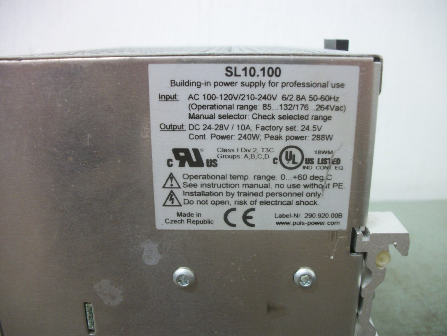 PULS SL10 POWER SUPPLY SL10.100 24-28VDC 10AMP 240WATT