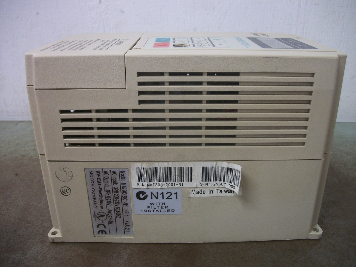 TECO MA7200 1HP ADJUSTABLE SPEED DRIVE MA7200-2001-N1 230VOLT 4.8AMP 3PH