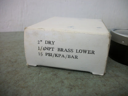 GENERIC 2" DRY 1/4" NPT PRESSURE GAUGE 0-15PSI NIB
