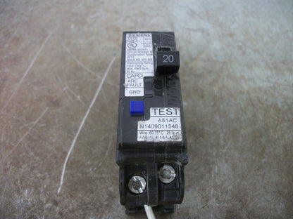 SIEMENS AFCI QAF2 CIRCUIT BREAKER QA120AFC 20AMP 120VOLT 1POLE