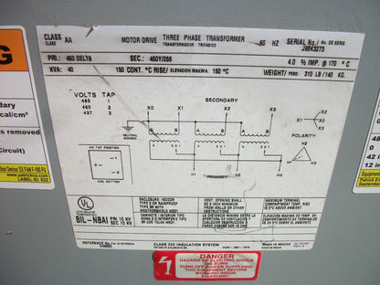 GENERIC 40KVA 3PH TRANSFORMER HV 460D LV 460Y/266