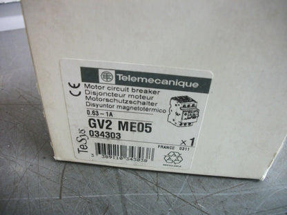 TELEMECANIQUE MOTOR CIRCUIT BREAKER GV2ME05 0.63-1AMP NIB