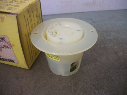 HUBBELL TWIST-LOCK FLANGED RECEPTACLE HBL4785C 15AMP 277VOLT 2P 3W GRND NIB