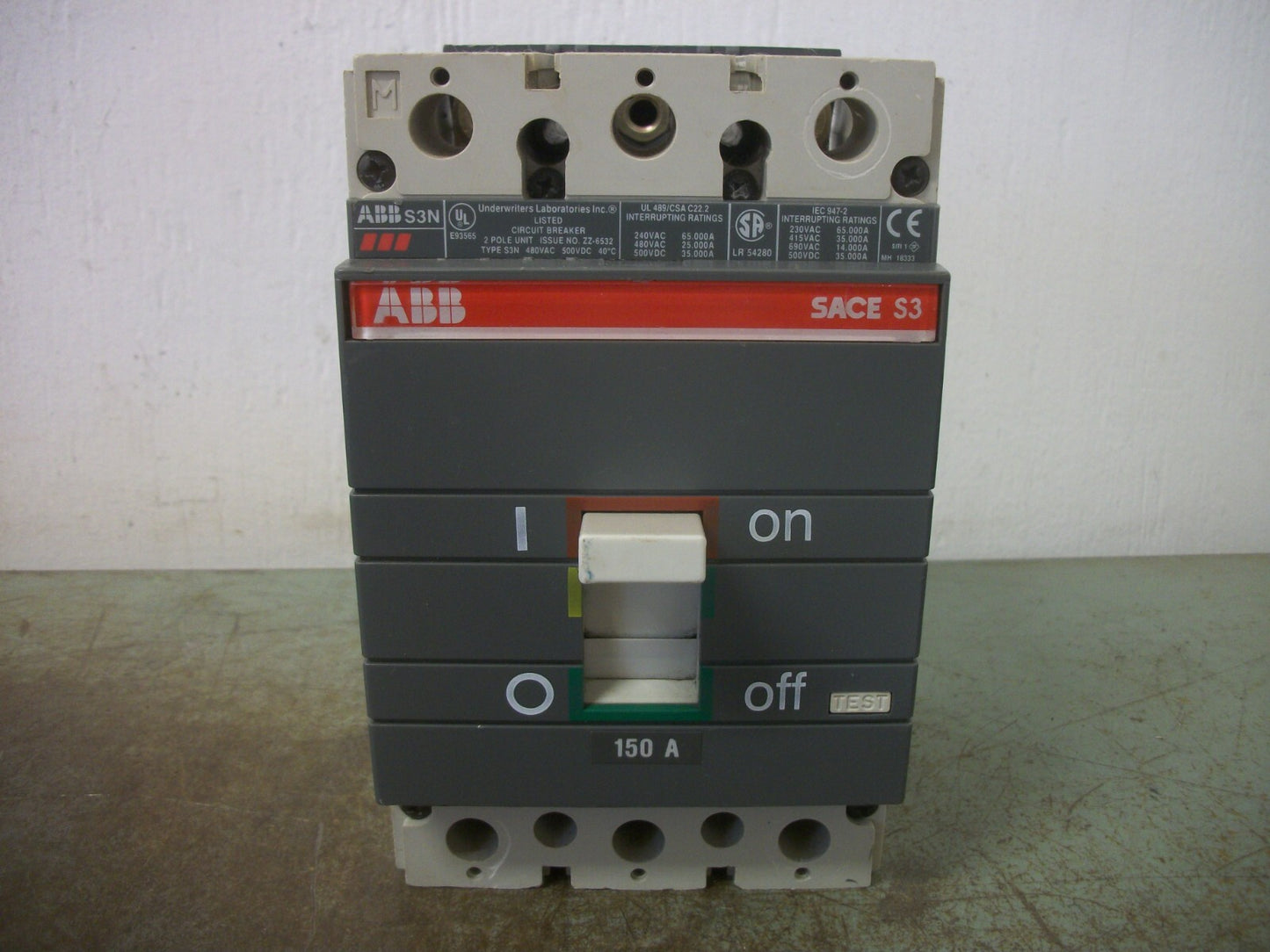 ABB SACE S3 CIRCUIT BREAKER S3N 150AMP 480VOLT 2POLE