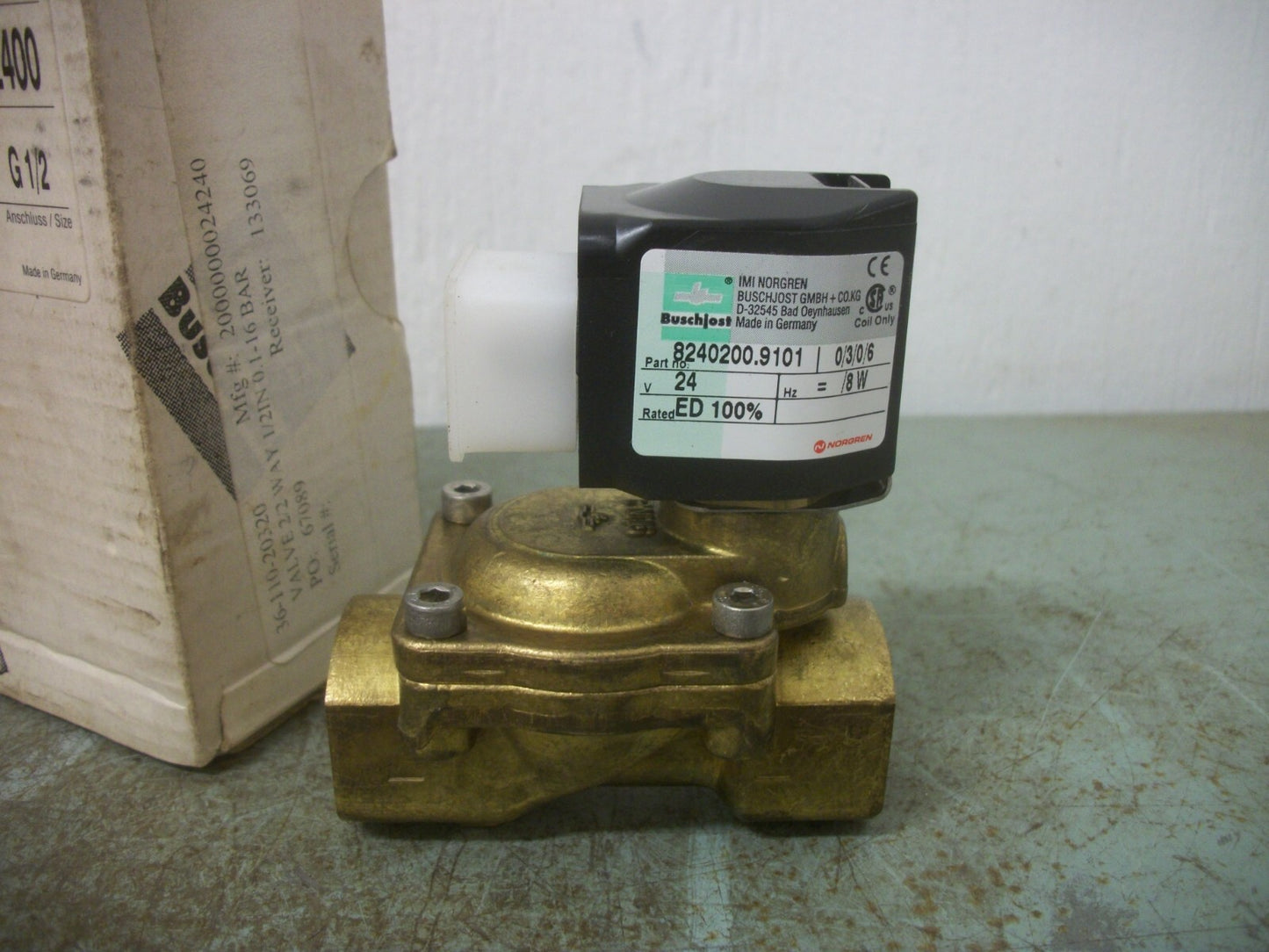 BUSCHJOST SOLENOID VALVE 8240200.9101 24VCOIL NIB