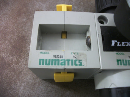 NUMATICS FLEXIBLOK PNEUMATIC REGULATOR/FILTER/SHUT-OFF VALVE COMBO S22E-03BKLM