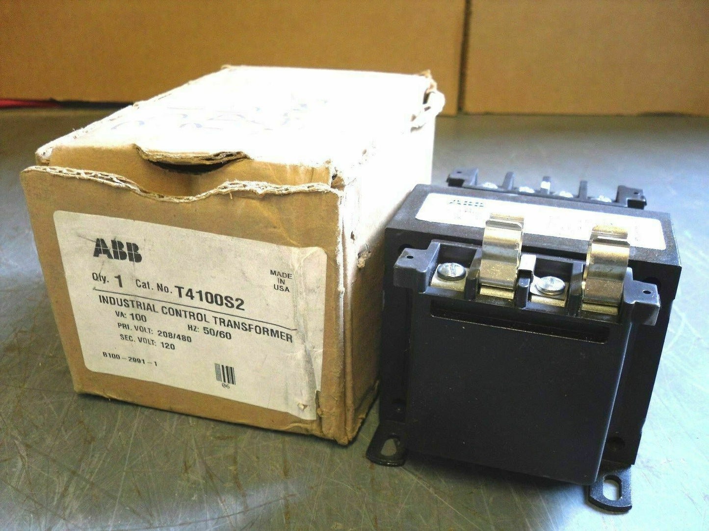 ABB 100VA 1PH TRANSFORMER T4100S2 HV 208/480 LV 120 *NIB*