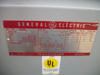 GE 20KVA 3PH TRANSFORMER 9T23B4001G22 HV 460 LV 460/266