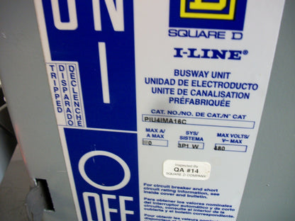 SQUARE D SURGE PROTECTIVE BUS PLUG PIU4IMA16C 480VOLT 3PH 4W FHP36000M4200 NOB