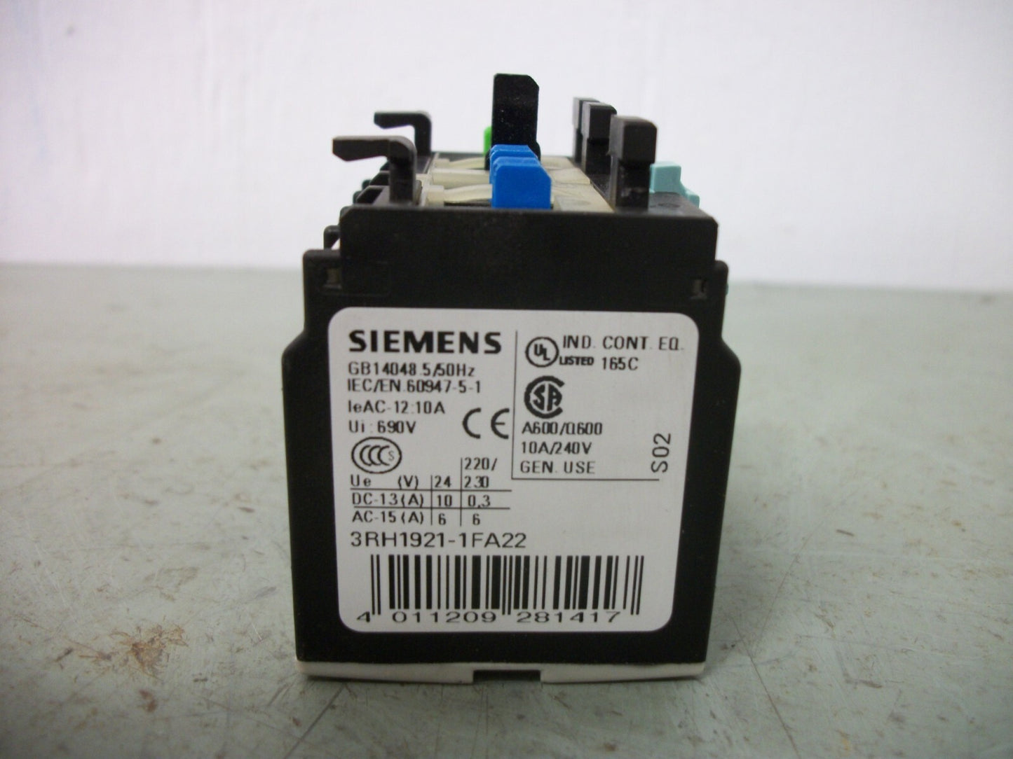 SIEMENS 2N.O. 2N.C. AUXILIARY CONTACT BLOCK 3RH1921-1FA22
