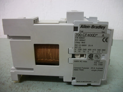 ALLEN-BRADLEY CONTROL RELAY 700-CF400D* 24VCOIL 25AMP