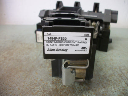 ALLEN-BRADLEY FUSIBLE DISCONNECT SWITCH 1494F-D30 30AMP 600VOLT 3POLE NOB