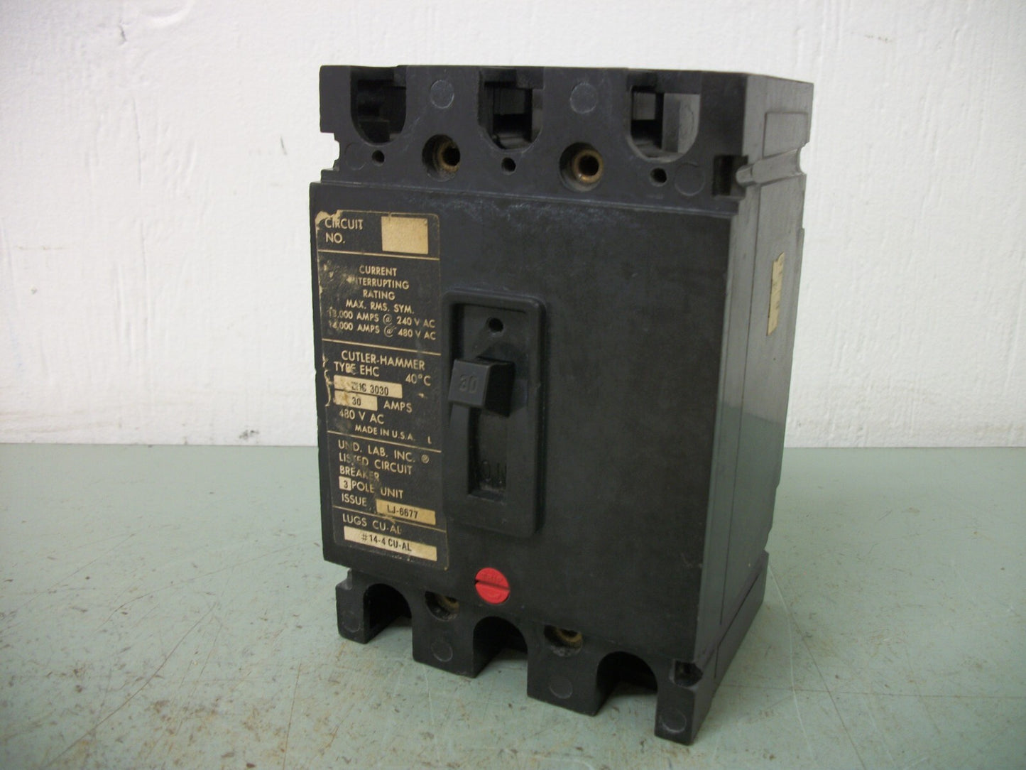 CUTLER-HAMMER EHC CIRCUIT BREAKER EHC3030 30AMP 480VOLT 3POLE