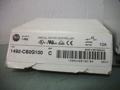 ALLEN-BRADLEY MOTOR CIRCUIT BREAKER 1492-CB2G100 10AMP 480VOLT 2POLE NIB