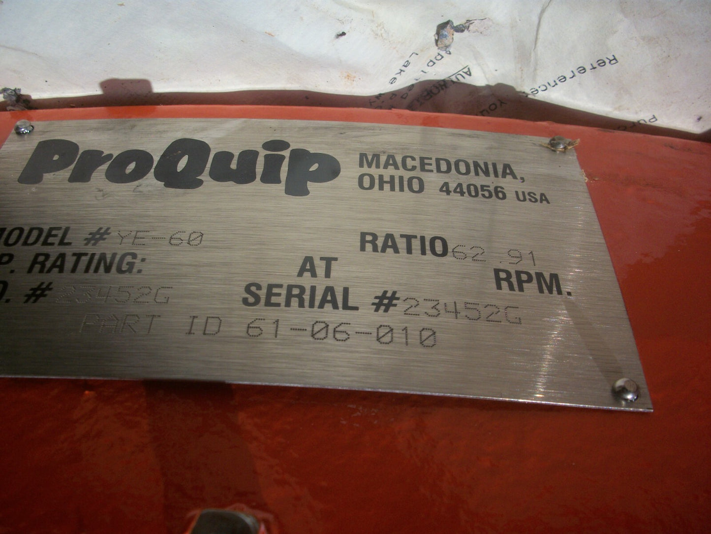 PROQUIP ACTUATOR YE-60 RATIO 62.91 NEW