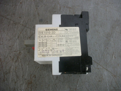SIEMENS MOTOR CIRCUIT BREAKER 3VE1010-2D 0.25-0.4AMP