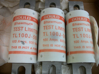 GOULD SHAWMUT BOX OF 3 TEST LIMITER FUSES TL100J-50 100AMP 600VOLT NIB