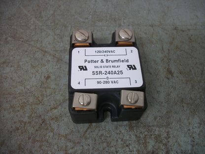 POTTER & BRUMFIELD SOLID STATE RELAY SSR-240A25 120/240VAC 90-280VAC NOB