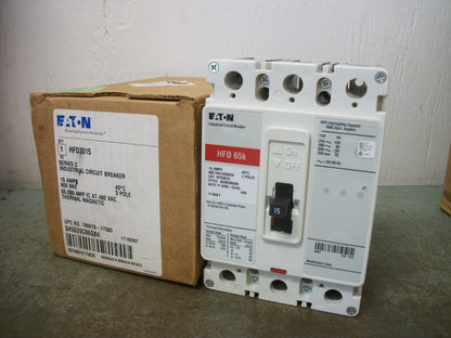CUTLER-HAMMER HFD CIRCUIT BREAKER HFD3015 15AMP 600VOLT 3POLE RED NIB