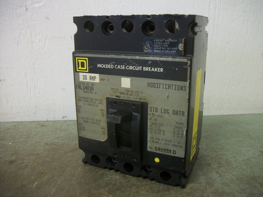 SQUARE D FAL CIRCUIT BREAKER FAL34030 30AMP 480VOLT 3POLE GRAY