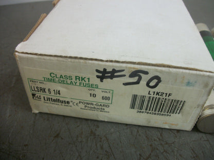 LITTELFUSE BOX OF 3 POWR-GARD FUSES LLSRK6-1/4 6-1/4AMP 600VOLT NIB